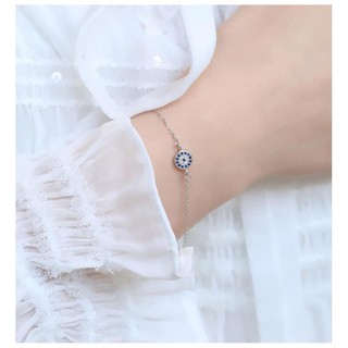 Vòng tay bạc s925 hạt đá xanh