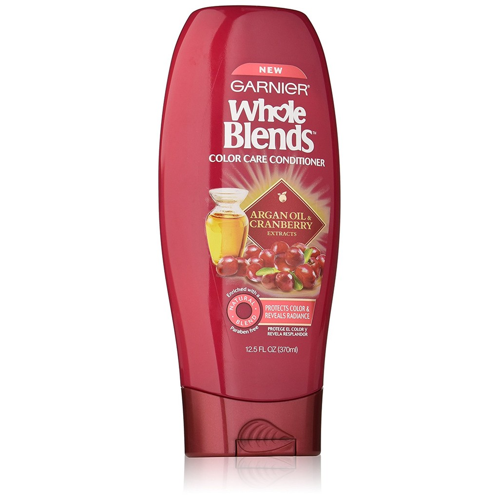 Dầu xả cho tóc nhuộm Garnier Whole Blends Color Care Conditioner, Argan Oil &amp; Cranberry extracts 370ml (Mỹ)