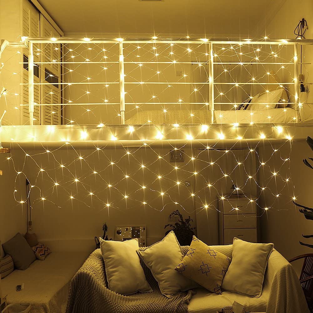 (Cắm Điện) Rèm Đèn Led Đom Đóm Lưới Cá Chống Nước 150*150 Cm Bóng Fairylight Trang Trí Quán Cafe, Sân Vườn, Tiệc