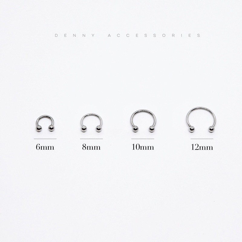 Khuyên septum dày 1.2mm chất liệu thép y tế, 2 loại bi và chóp nhọn