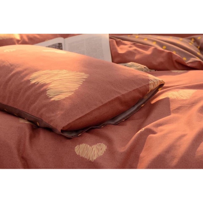 Sét Chăn Ga Gối Hình Tim Hồng Xước