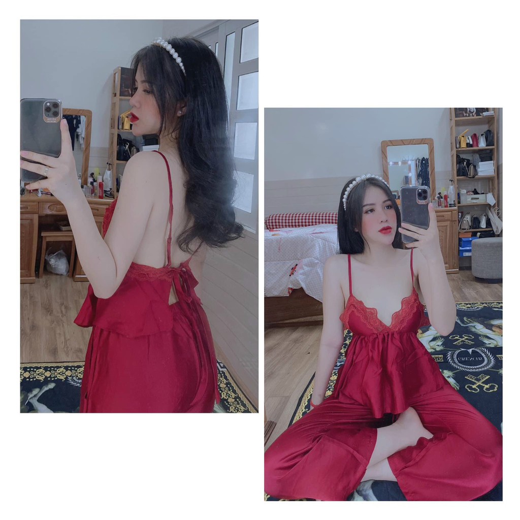 Đồ ngủ sexy ❣️❣️FREE SHIP❣️❣️ Bộ dài cột dây có mút <65kg | BigBuy360 - bigbuy360.vn