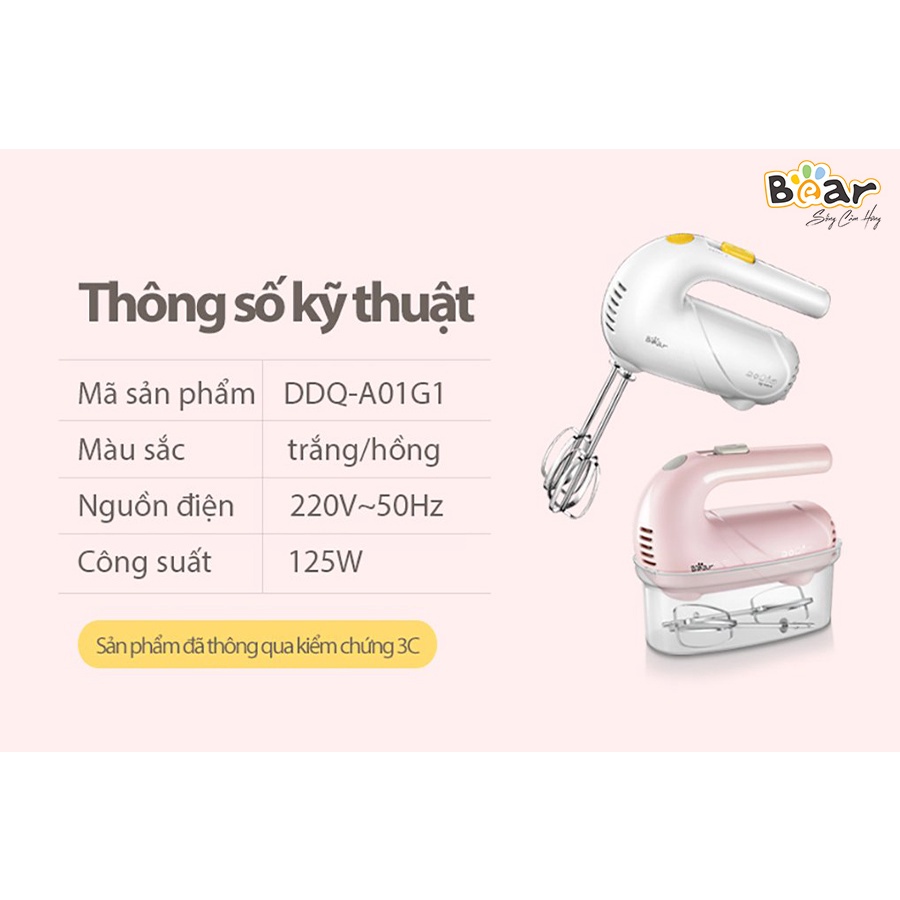 Máy Đánh Trứng Cầm Tay Bear 5 Tốc độ DDQ-A01G1 - Hàng Chính Hãng
