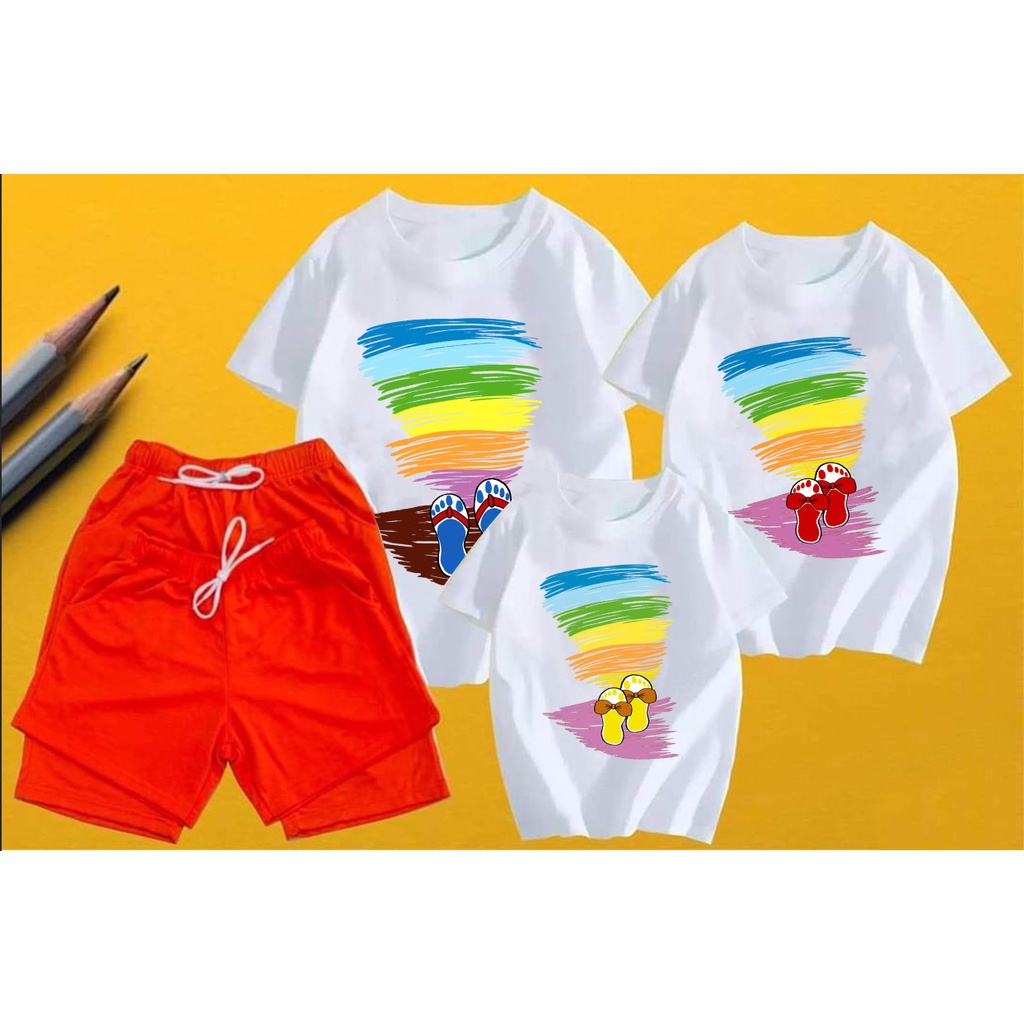 Bộ Gia Đình đôi dép quần cam siêu đẹp