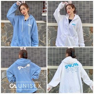 Áo khoác hoodie form rộng phối zip unisex snow vải nỉ bông - more simple