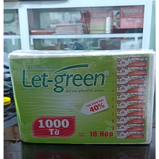 Khăn giấy khô đa năng Let-Green -gói bổ sung loại1000 Tờ/gói, 12 gói /1 thùng