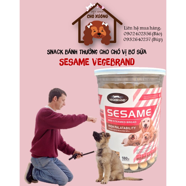 Snacks Bánh Thưởng cho chó Sesame Vegebrand vị bơ sữa hộp 180g