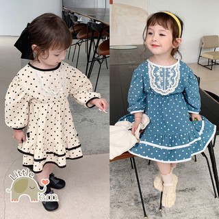 Váy bé gái Cotton _ Chấm bi xanh