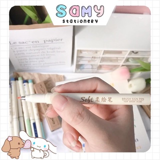 Bút viết Calligraphy Soft Brush bản DUPE Pentel Brush sign pen nhiều màu Bullet Journal Take notes (đọc mô tả)