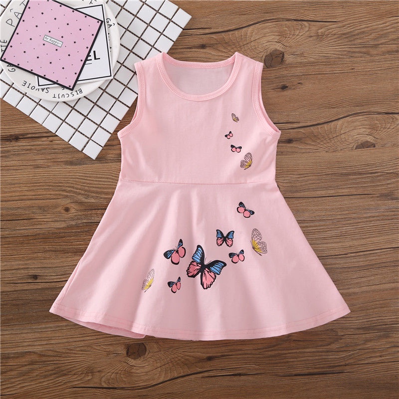 Đầm công chúa không tay họa tiết chấm bi+nón dễ thương cho bé gái