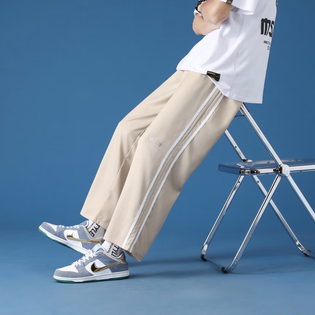 Quần Dài Dáng Rộng Lưng Thun Co Giãn Thoải Mái Phong Cách Hip Hop Đường Phố Nhật Bản Cỡ Lớn S-3XL