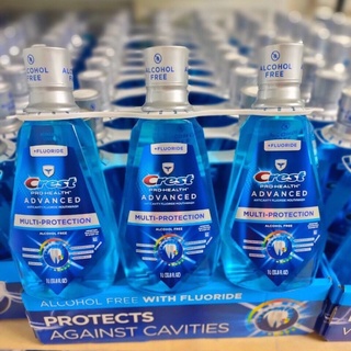 Set 3 chai Nước súc Miệng Crest PRO Health Multi Protection Clean Mint 1 lit của Mỹ ( Màu Xanh )