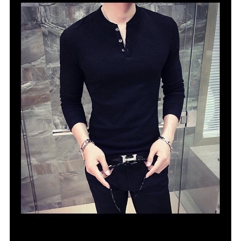 Áo thun nam dài tay cổ V trụ thời trang - cá tính - 4 màu XÁM, TRẮNG ĐEN, XÁM CHÌ (xám chuột) | BigBuy360 - bigbuy360.vn