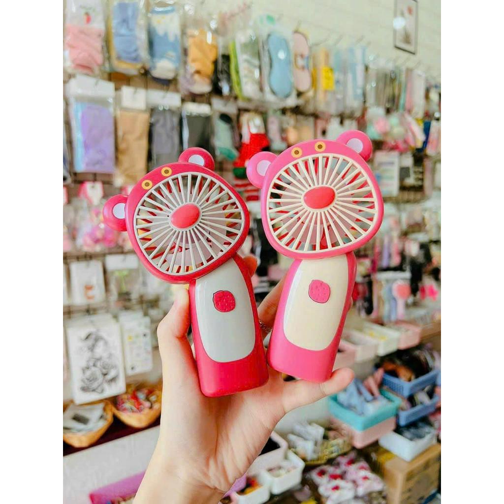 QUẠT TÍCH ĐIỆN MINI HÌNH GẤU HỒNG SIÊU XINH TIỆN LỢI