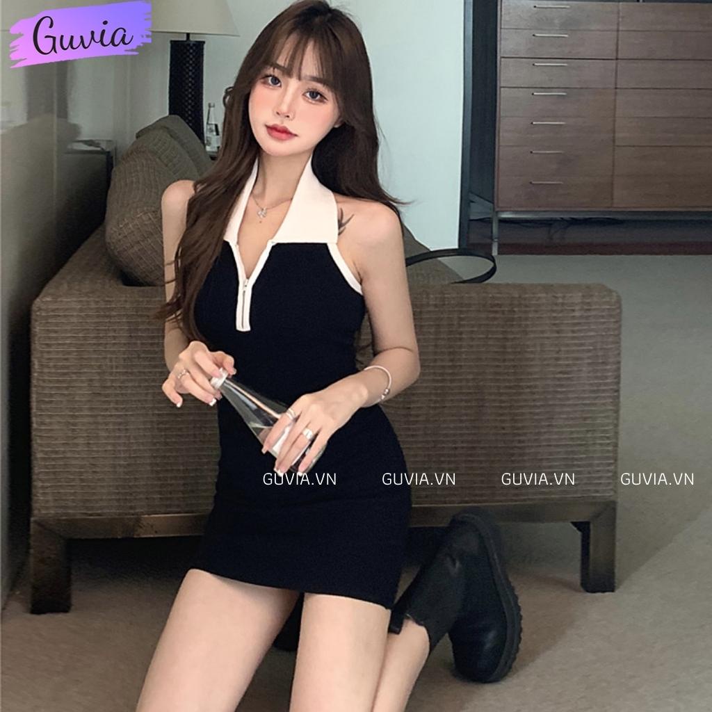 Đầm Váy Body CỔ YẾM DÂY KÉO Nữ Thun Borip Kiểu Đẹp Ôm Gợi Cảm GUVIA