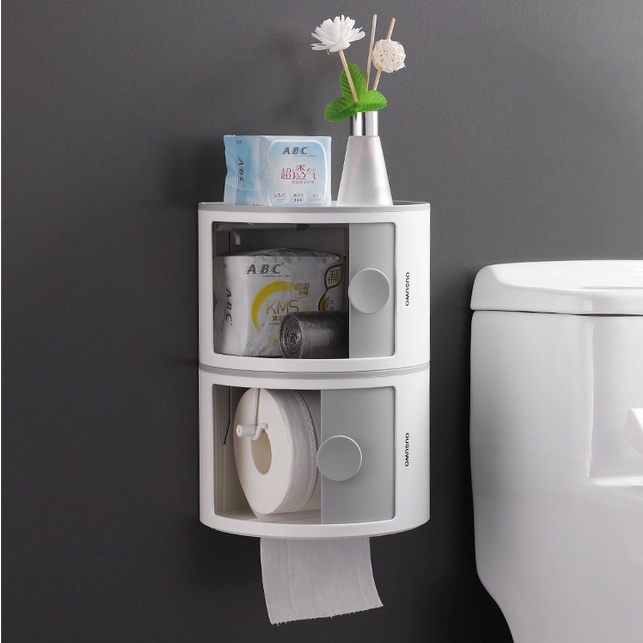Oenen Hộp đựng khăn giấy đa năng cho nhà tắm, Kệ để đồ phòng tắm phòng vệ sinh dán tường không cần khoan đục