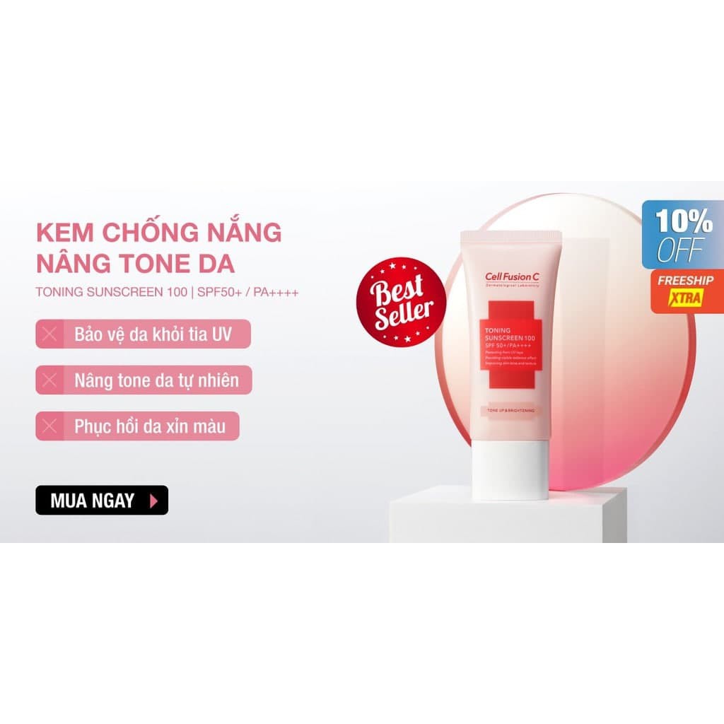 Kem Chống Nắng Nâng Tone Da Cell Fusion C Toning Sunscreen 100 SPF50+/PA++++ Naa Cosmetic