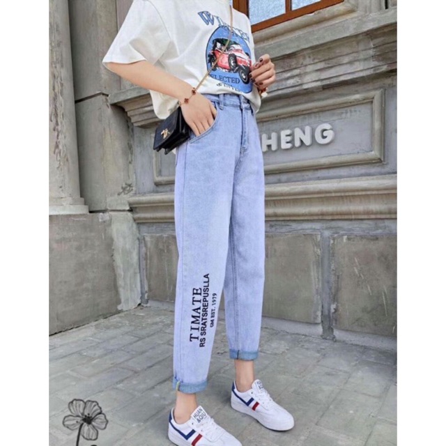 Quần baggy jean in chữ lai 166, kèm hình thật
