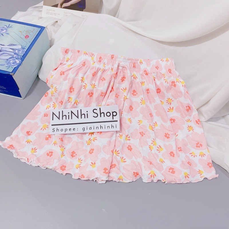 Quần short thun xòe nhiều hoạ tiết cạp chun, Quần ngủ vải cotton mịn mát co giãn QS0755 - NhiNhi Shop [Made in Vietnam]