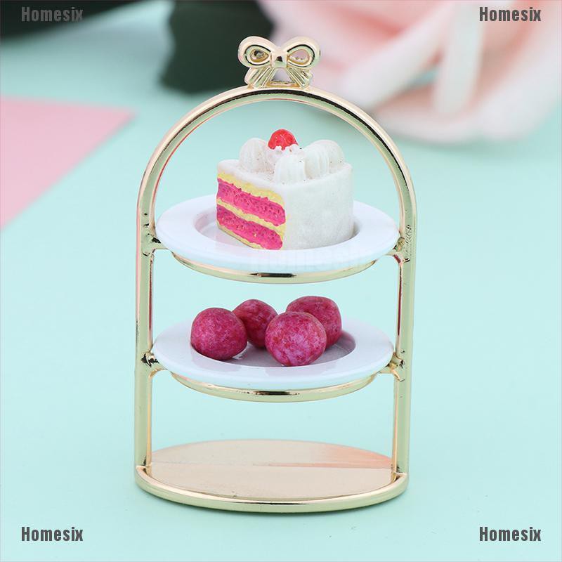 [HoMSI] 1/12 Dollhouse Miniature Dessert Pan Cake Stand Fruit Tray Doll Kitchen Toys SUU