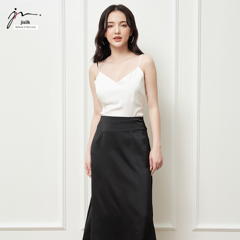 Chân váy lụa chữ a đi làm công sở nữ, chân đầm dài satin đen be trơn dáng suông Simplato L.CVD-01 - jisilk | BigBuy360 - bigbuy360.vn