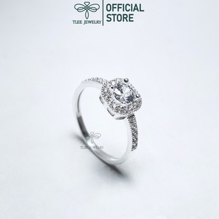 Nhẫn bạc nữ Tlee, nhẫn đá vuông viền đính đá cao cấp - TleeSilver