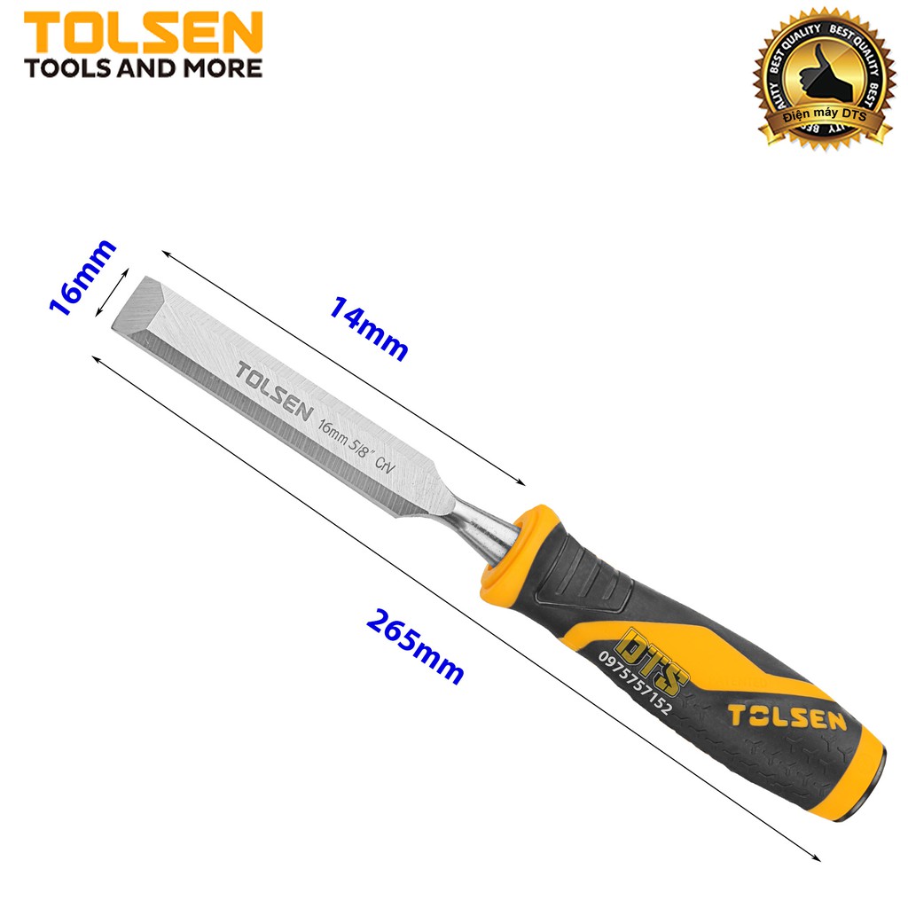 Đục gỗ mũi dẹt cầm tay chuẩn công nghiệp TOLSEN 16mm (5/8 inch) - Tiêu chuẩn xuất khẩu Châu Âu