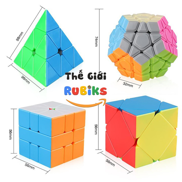 Combo 4 Khối Rubik Biến Thể MoYu MFJS MeiLong Non-Cubic Gift Box Pyraminx Skewb Megaminx Square-1