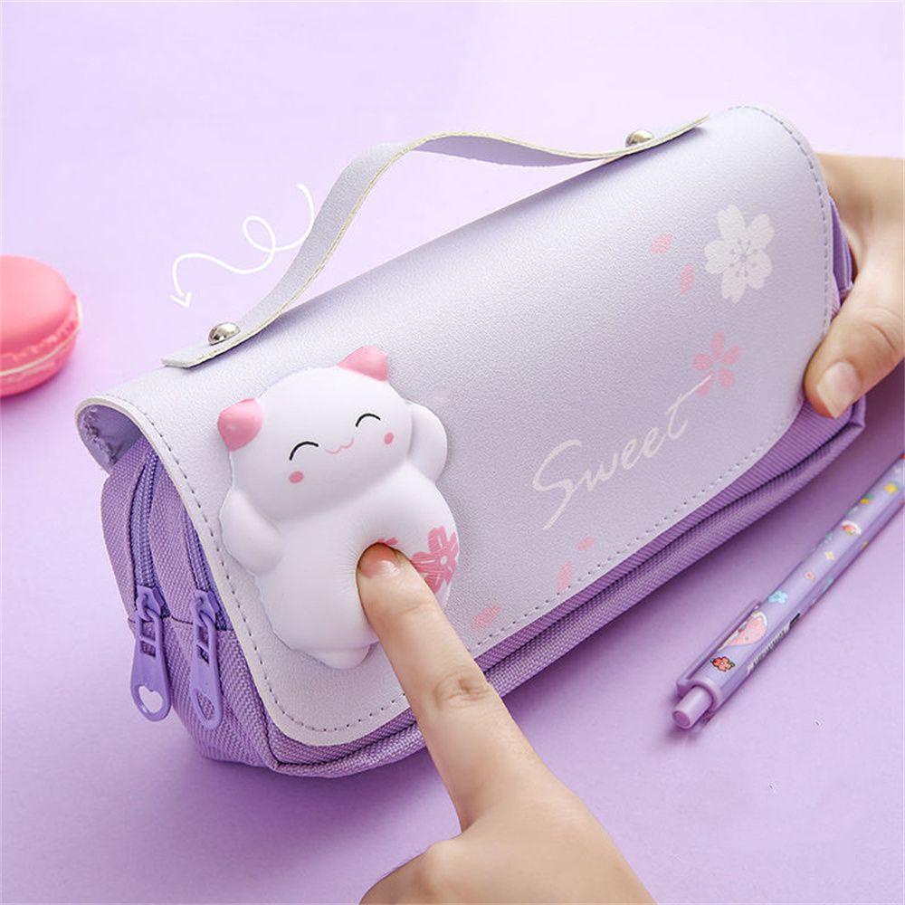 Túi Đựng Bút Hai Ngăn Sức Chứa Lớn Họa Tiết Dễ Thương