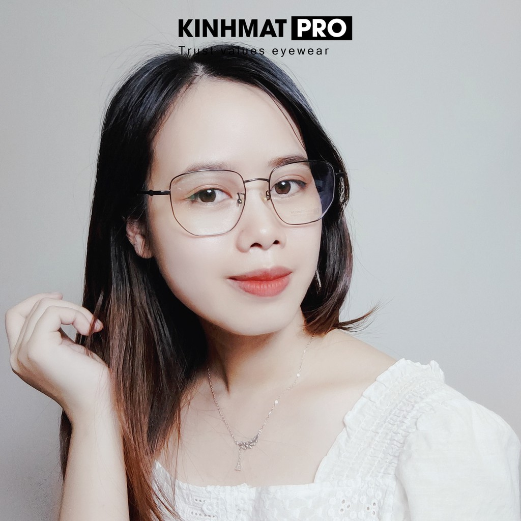 Gọng kính cận nam nữ dáng tròn viền mỏng hợp kim cao cấp -Kính mắt Pro