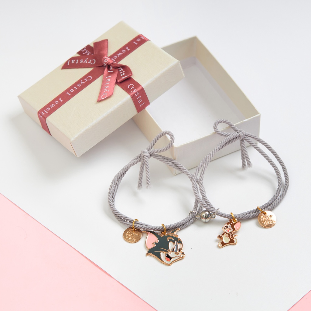 Vòng tay cặp đôi nam nữ CDE Charm TOM and JERRY dây dù cao cấp không thấm nước