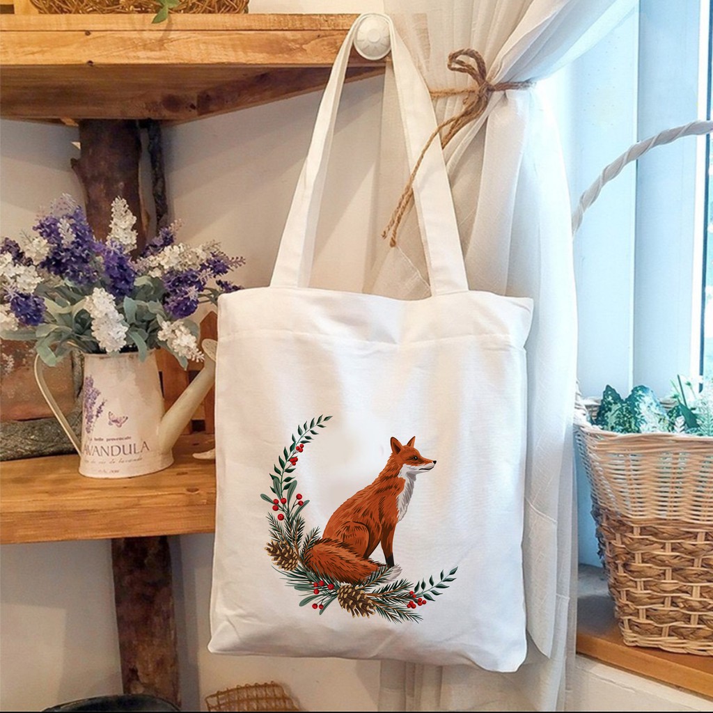 Túi Tote Canvas Hình CÁO NGHỆ THUẬT - Túi Vải Đeo Vai Du Lịch Thời Trang mã TA010