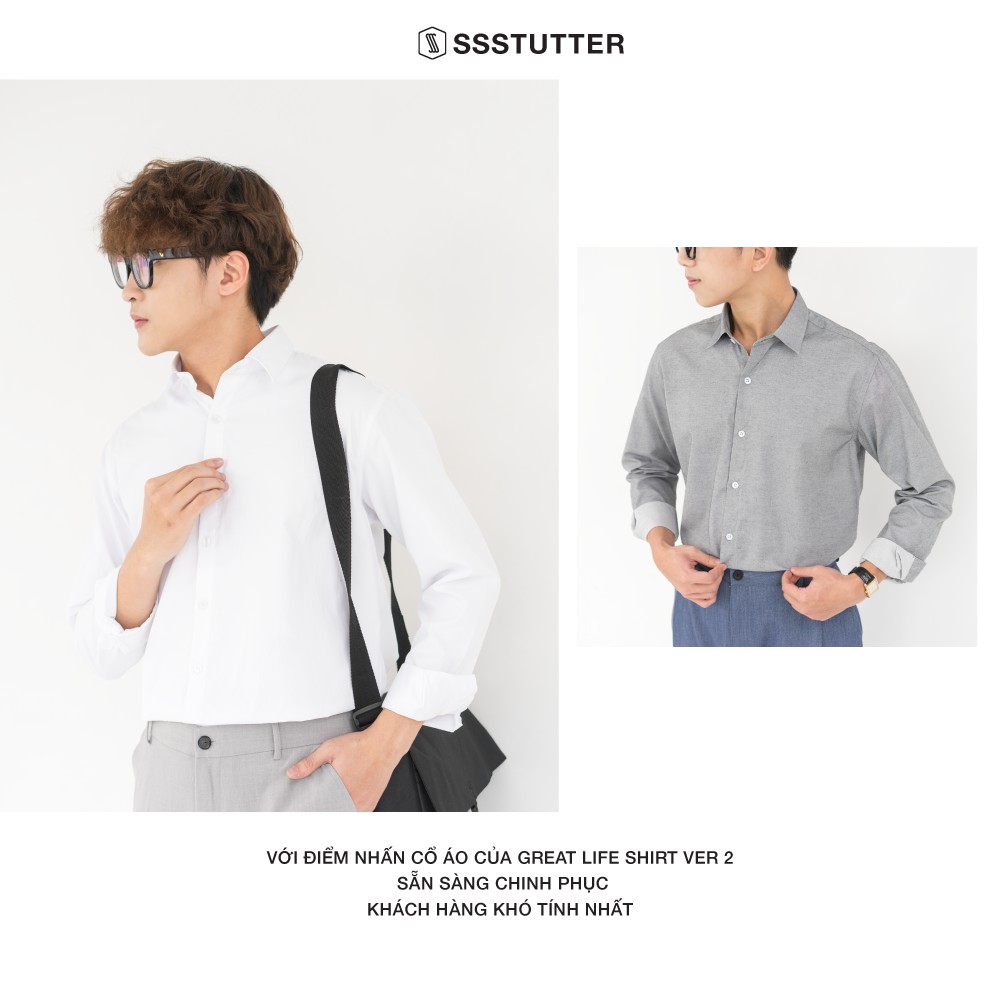 Áo sơ mi nam dài tay cổ đức form dáng vừa vặn SSSTUTTER vải cao cấp thoáng mát 5 màu linh hoạt Great Life Shirt Ver.2 | BigBuy360 - bigbuy360.vn