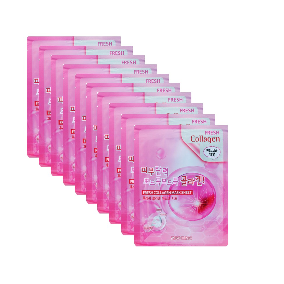 Combo 10 Mặt nạ Dưỡng Da Collagen 3W Clinic Fresh Mask Sheet 23ml x 10
