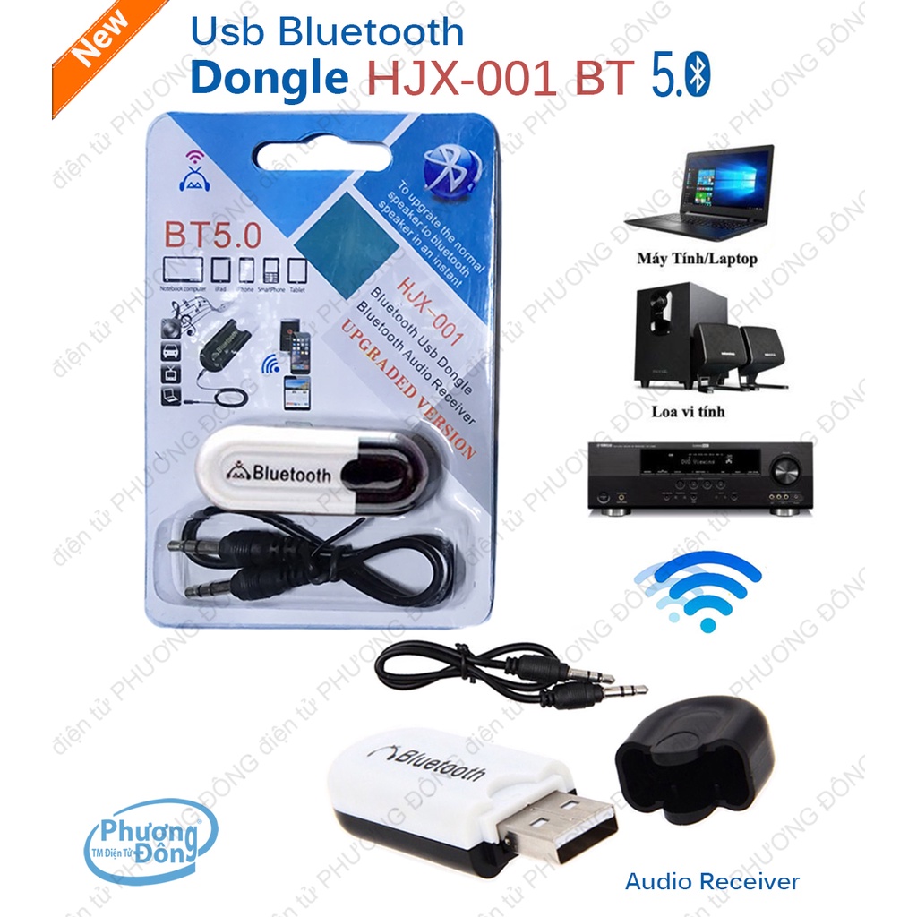 USB Bluetooth Dongle HJX-001 BT-5.0 kết nối âm thanh với Loa, Amply karaoke