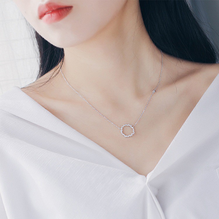 Dây chuyền bạc 925 bạc Ý mặt đá tròn Truyền thuyết biển xanh