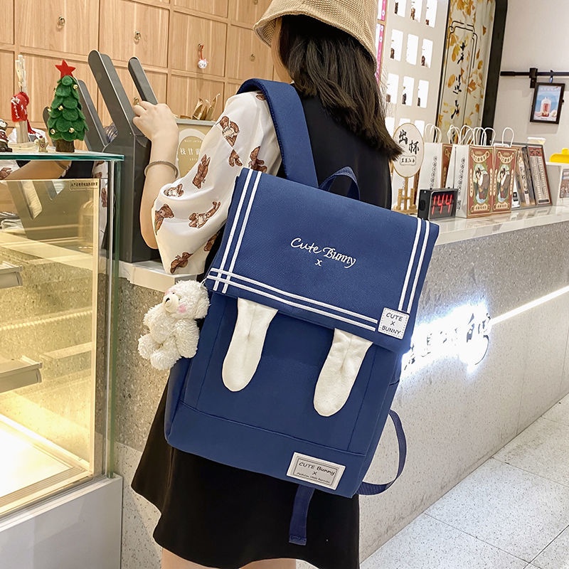 Ba Lô Nắp Gập Hình Thỏ Dễ Thương Phong Cách Trung Học Cho Học Sinh Trung Học