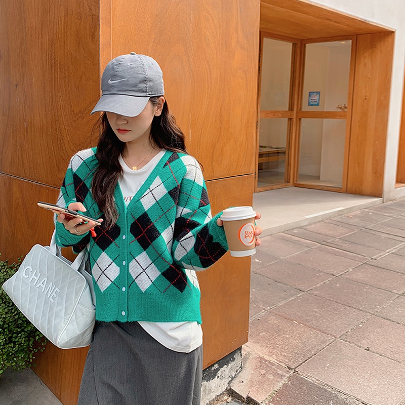 Áo Khoác Cardigan Dáng Rộng Cổ Chữ V Thời Trang Xuân Thu Dễ Thương Cho Nữ