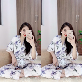 Đồ bộ Satin Cánh dơi Quần Dài ( có ảnh thật)