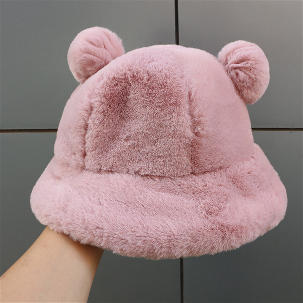 Mũ tai bèo vải lông hình tai gấu nhiều màu sắc tùy chọn thời trang ấm áp cho mùa đông