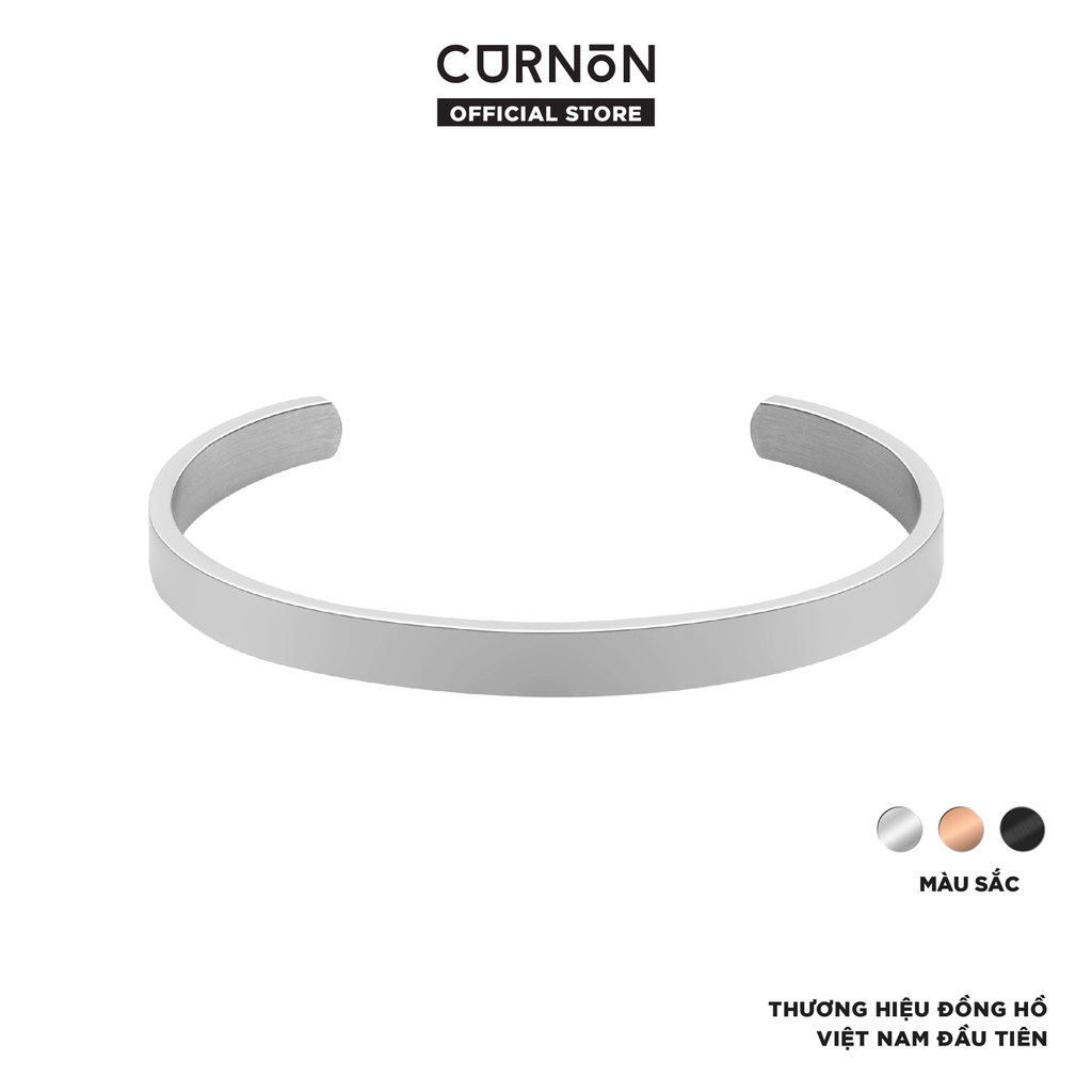 Vòng tay nam Curnon Jackie Cuff - phụ kiện đeo tay thời trang, cá tính - thiết kế basic bản to, thép không gỉ - Hàng mới