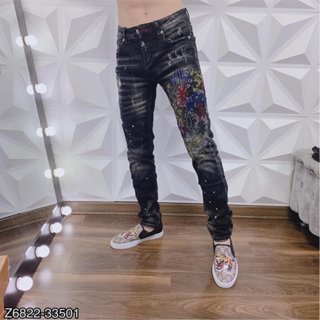 Quần Biker Philipp Plein đính đá cực chất
