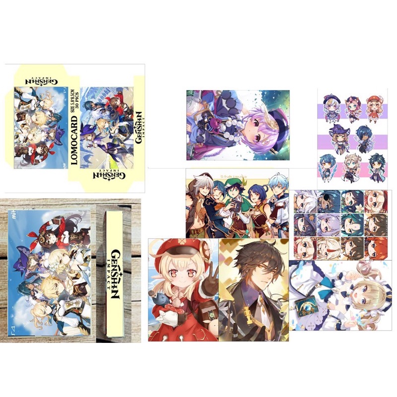 Bộ Lomo Card Genshin impact 30 ảnh khác nhau kèm hộp đựng/ Lomo card anime genshin impact