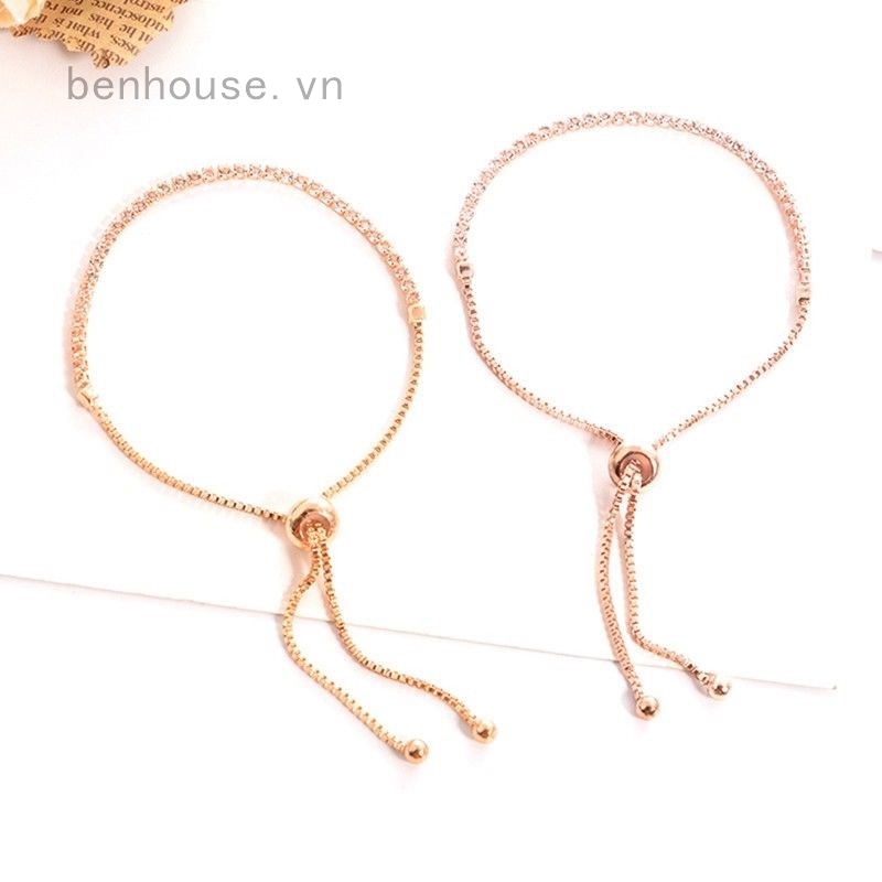 Vòng tay xi vàng hồng đính đá cho nữ