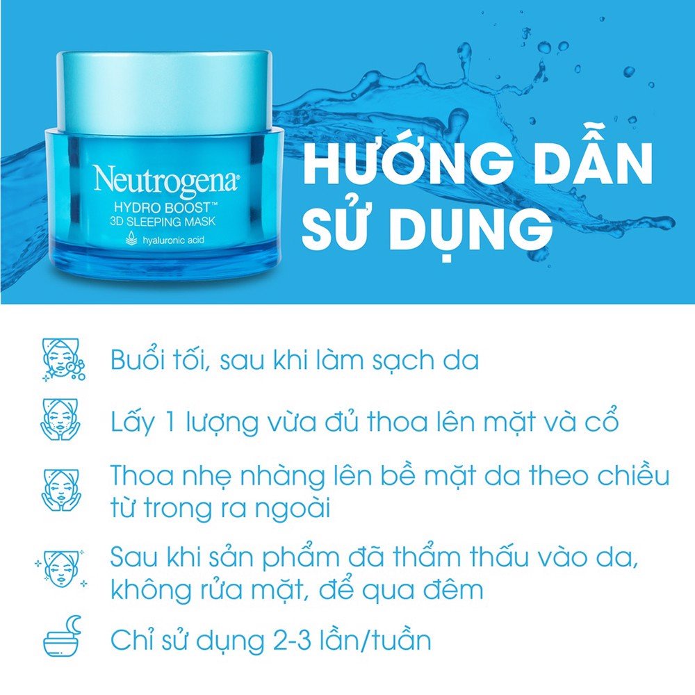 Mặt Nạ Ngủ Cấp Nước Neutrogena VEGE ORGANIC Hydro Boost 3D Sleeping Mask Fullsize 50g dưỡng ẩm dưỡng da làm mềm