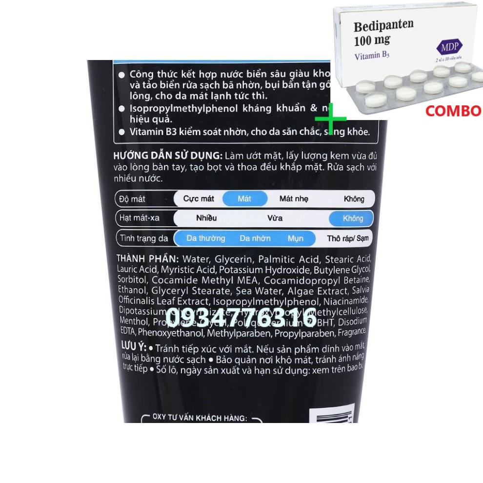 Combo Bedipanten 100mg +  ✅ Kem sữa rửa mặt Oxy perfect wash cực mát lạnh, ngừa khuẩn mụn 100g
