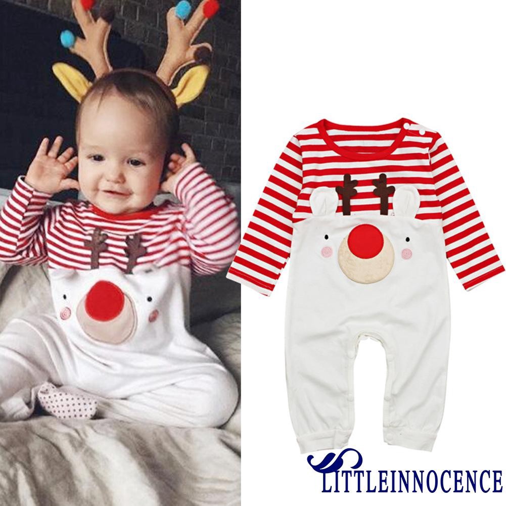 ❤XZQ-Christmas Baby Newborn Boy Girl Warm Xmas Romper Cotton Jumpsuit Bodysuit Outfits