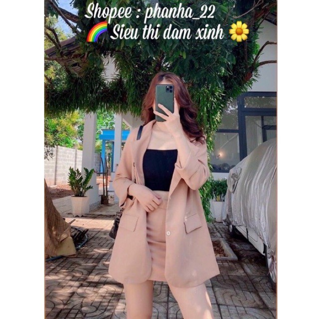 SET ÁO BLAZE,CHÂN VÁY NGẮN SIÊU XINH__XẢ KHO THANH LÝ GIÁ RẺ __ÁO VEST NỮ KÈM CHÂN VÁY CHỮ A PHONG CÁCH HÀN QUỐC