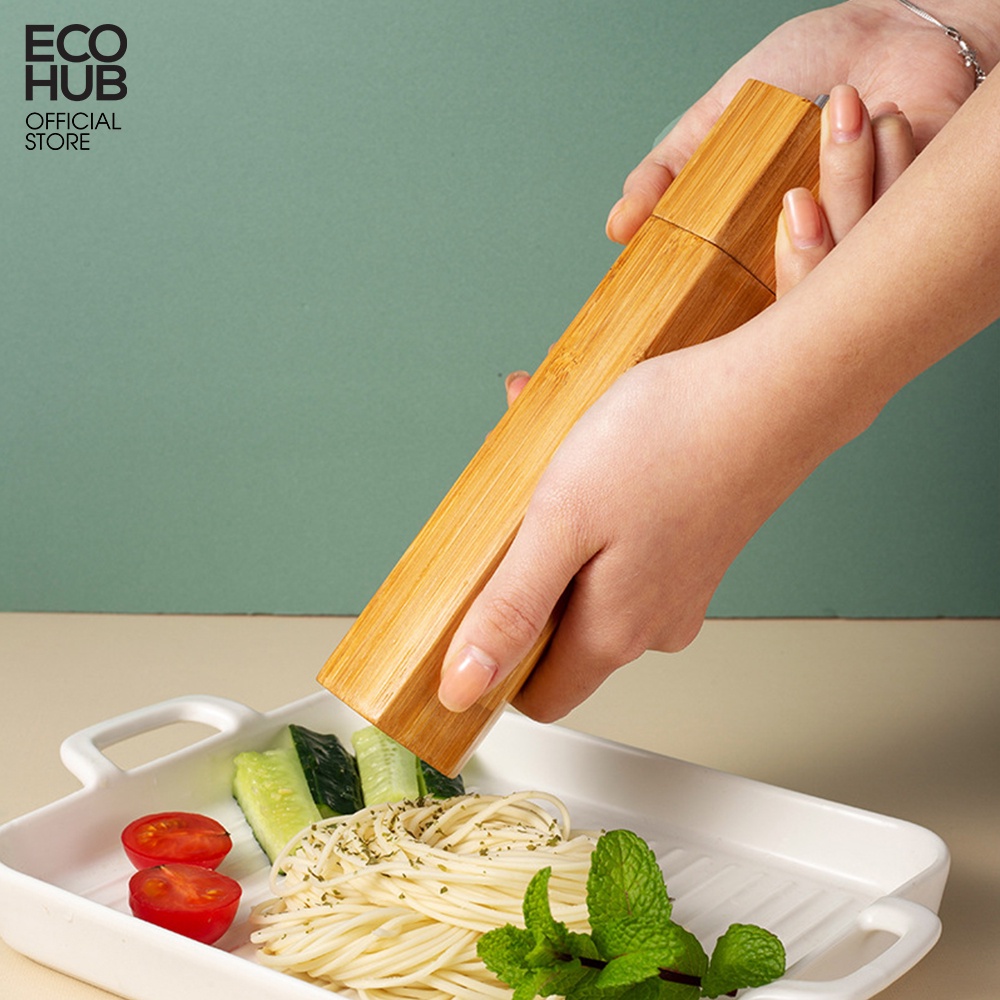 Dụng cụ xay tiêu ECOHUB có cầm tay bằng Tre (Bamboo Pepper Grinder)