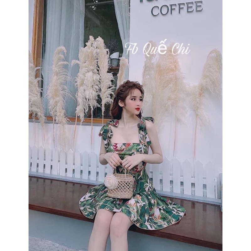 Giỏ cói/Túi cói thời trang đi biển phối nơ nhỏ xinh